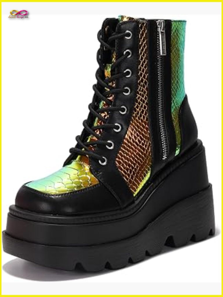 Chunky Platform Ankle Boots Y2k Block Heel Zip Closure Round Toe